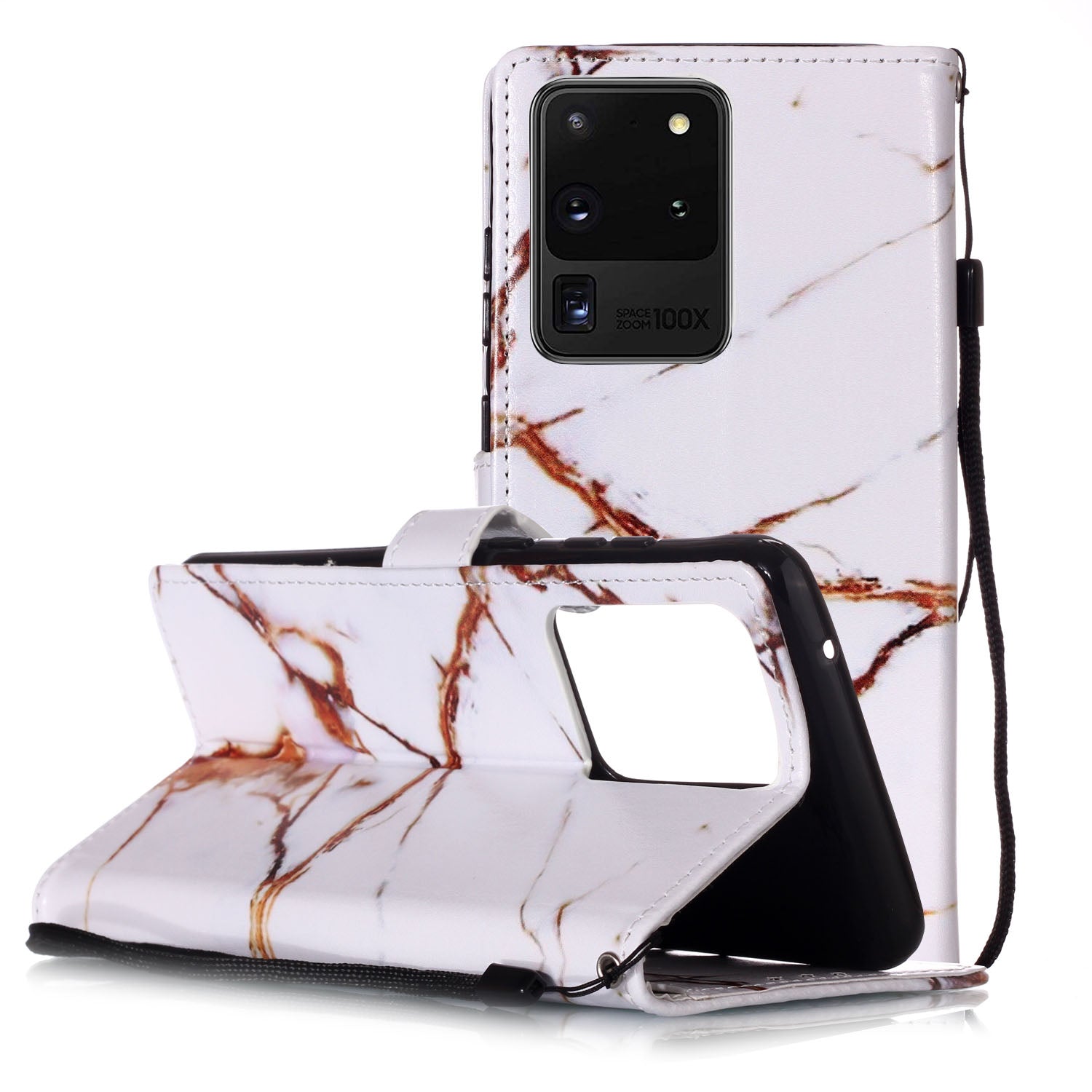 New Pattern Printing Leather Wallet Stand Phone Case for Samsung Galaxy S20 Ultra - Stone Grain