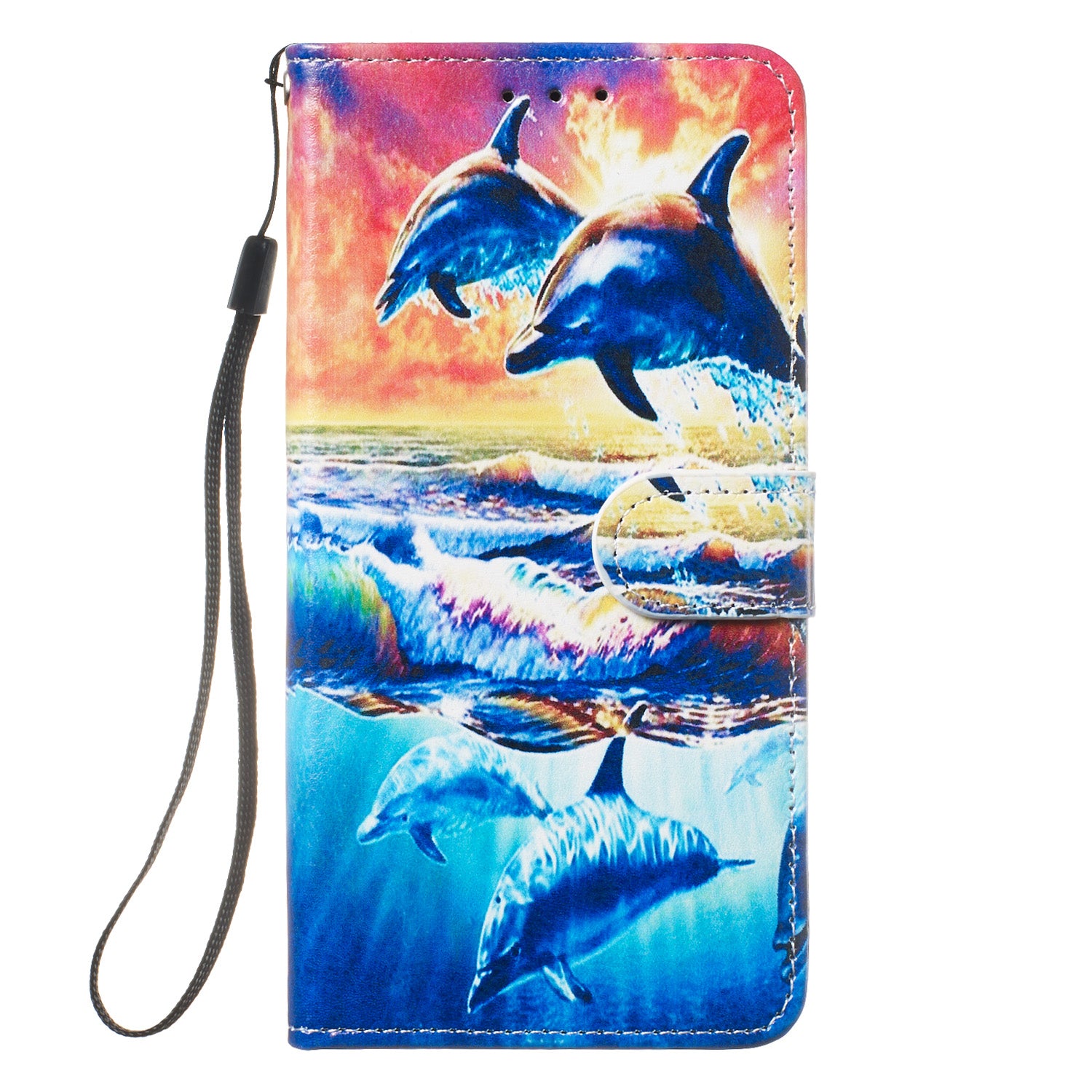 New Pattern Printing Leather Wallet Stand Phone Case for Samsung Galaxy S20 Ultra - Dolphin