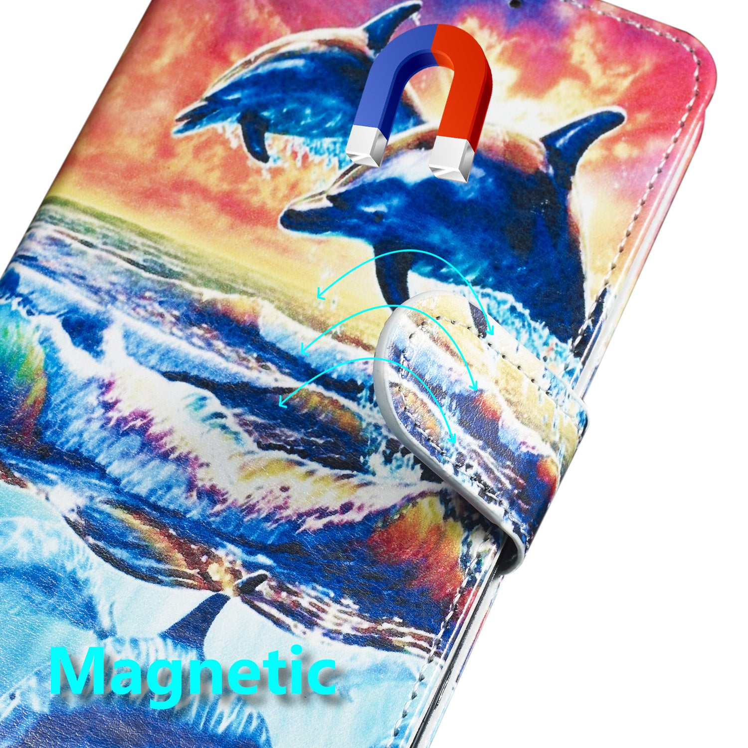 New Pattern Printing Leather Wallet Stand Phone Case for Samsung Galaxy S20 Ultra - Dolphin