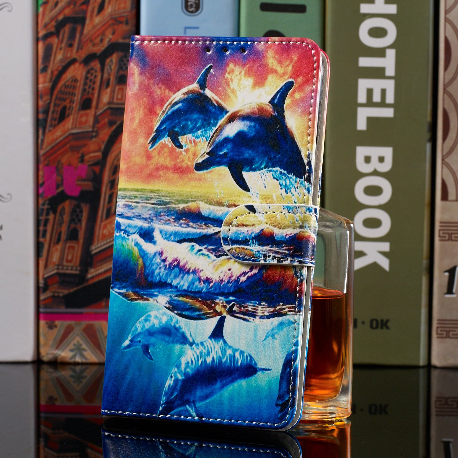 New Pattern Printing Leather Wallet Stand Phone Case for Samsung Galaxy S20 Ultra - Dolphin