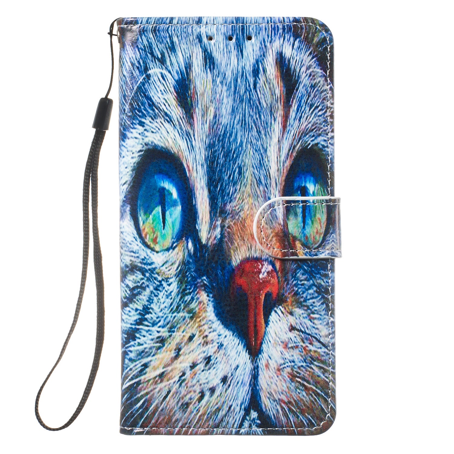 New Pattern Printing Leather Wallet Stand Phone Case for Samsung Galaxy S20 Ultra - Blue Cat Eyes