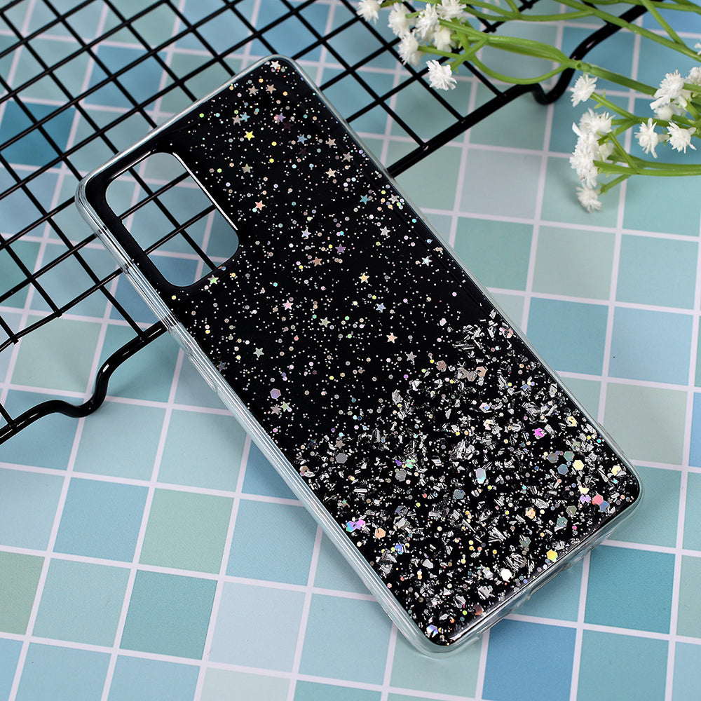 Glitter Sequins Inlaid Style TPU Protective Phone Shell for Samsung Galaxy S20 Plus - Black