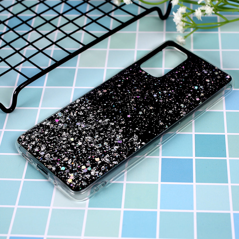 Glitter Sequins Inlaid Style TPU Protective Phone Shell for Samsung Galaxy S20 Plus - Black