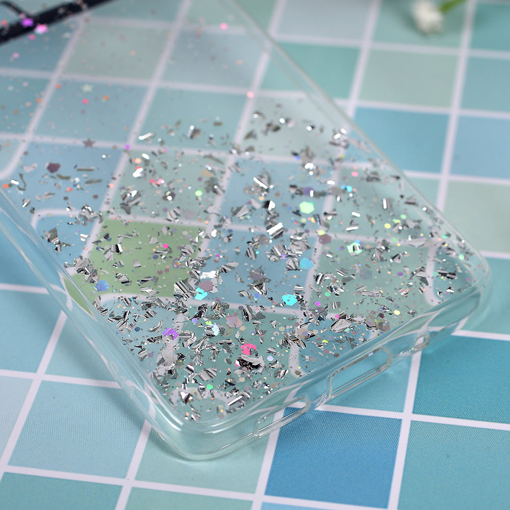 Glitter Sequins Inlaid Style TPU Protective Phone Shell for Samsung Galaxy S20 Plus - Transparent