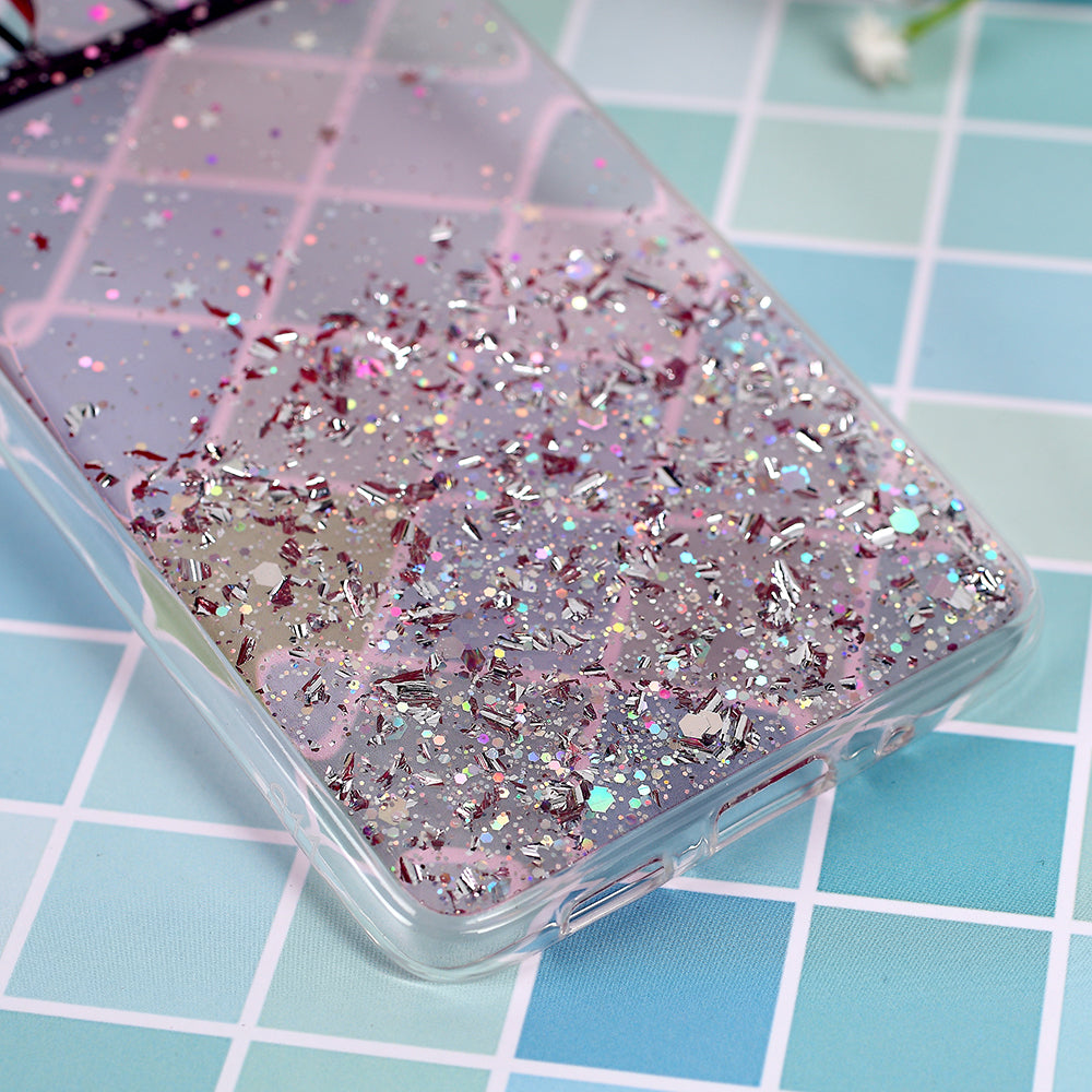 Glitter Sequins Inlaid Style TPU Protective Phone Shell for Samsung Galaxy S20 Plus - Pink