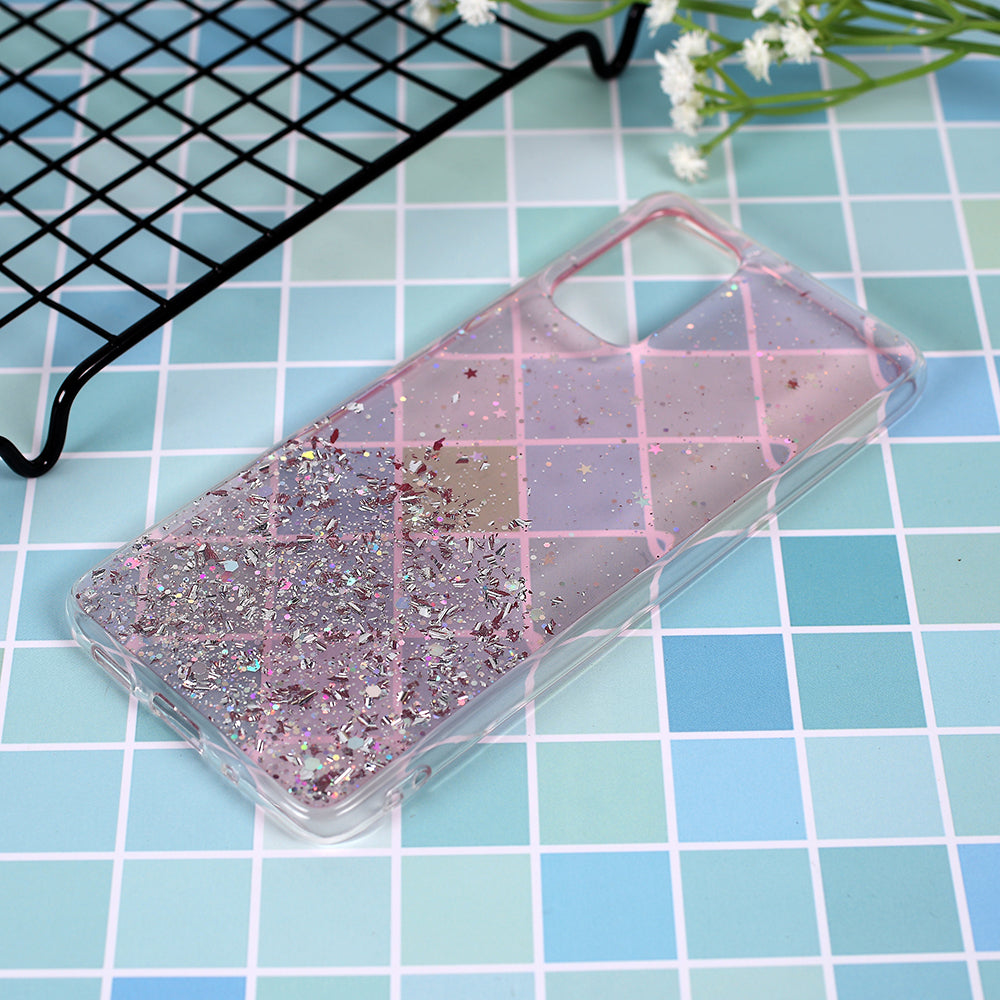 Glitter Sequins Inlaid Style TPU Protective Phone Shell for Samsung Galaxy S20 Plus - Pink