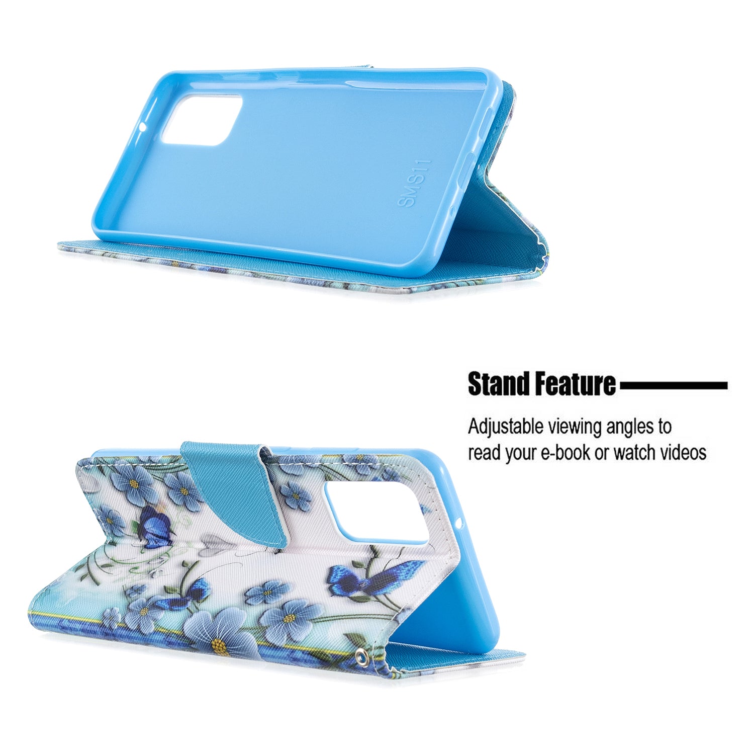 Cross Texture Pattern Printing Leather Wallet Phone Casing for Samsung Galaxy S20 Plus - Blue Flowers