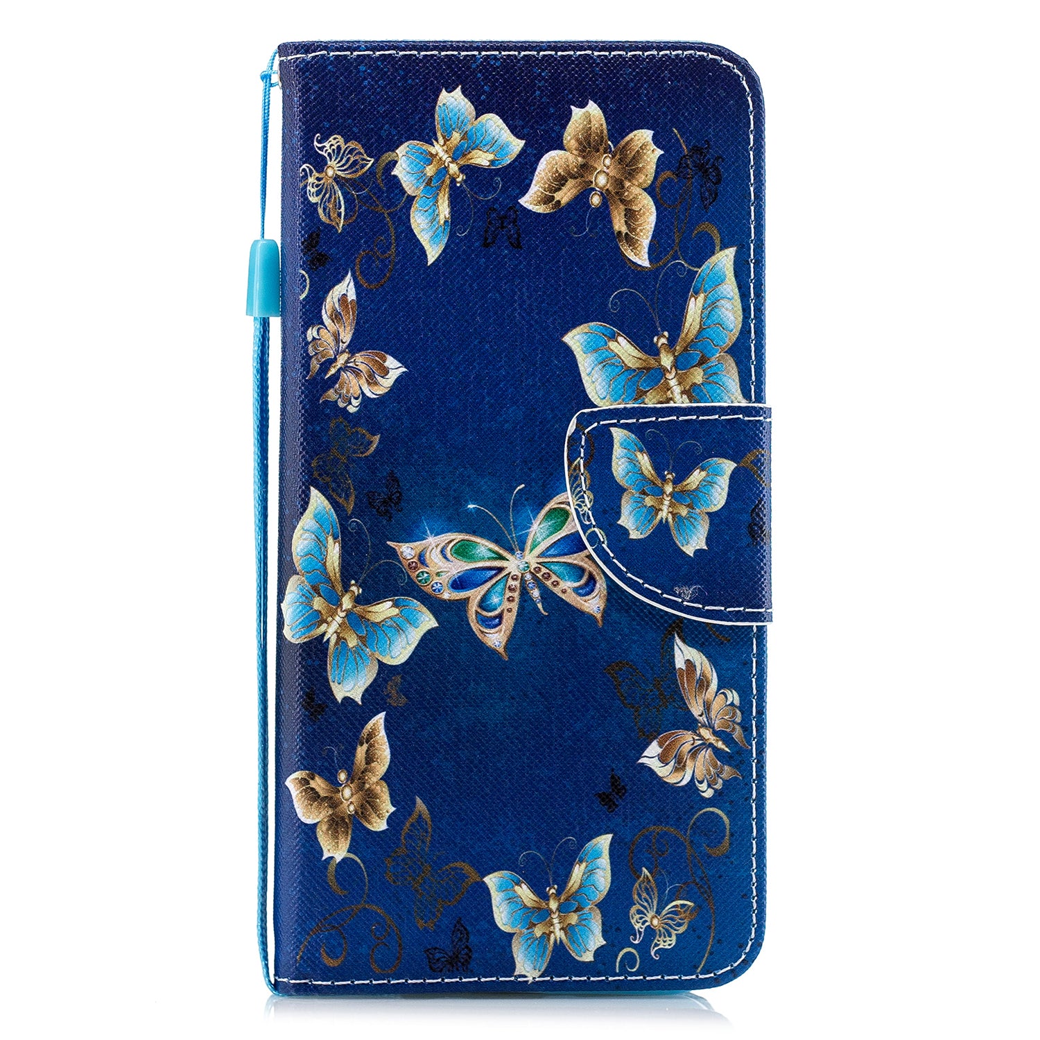 Cross Texture Pattern Printing Leather Wallet Phone Casing for Samsung Galaxy S20 Plus - Butterflies