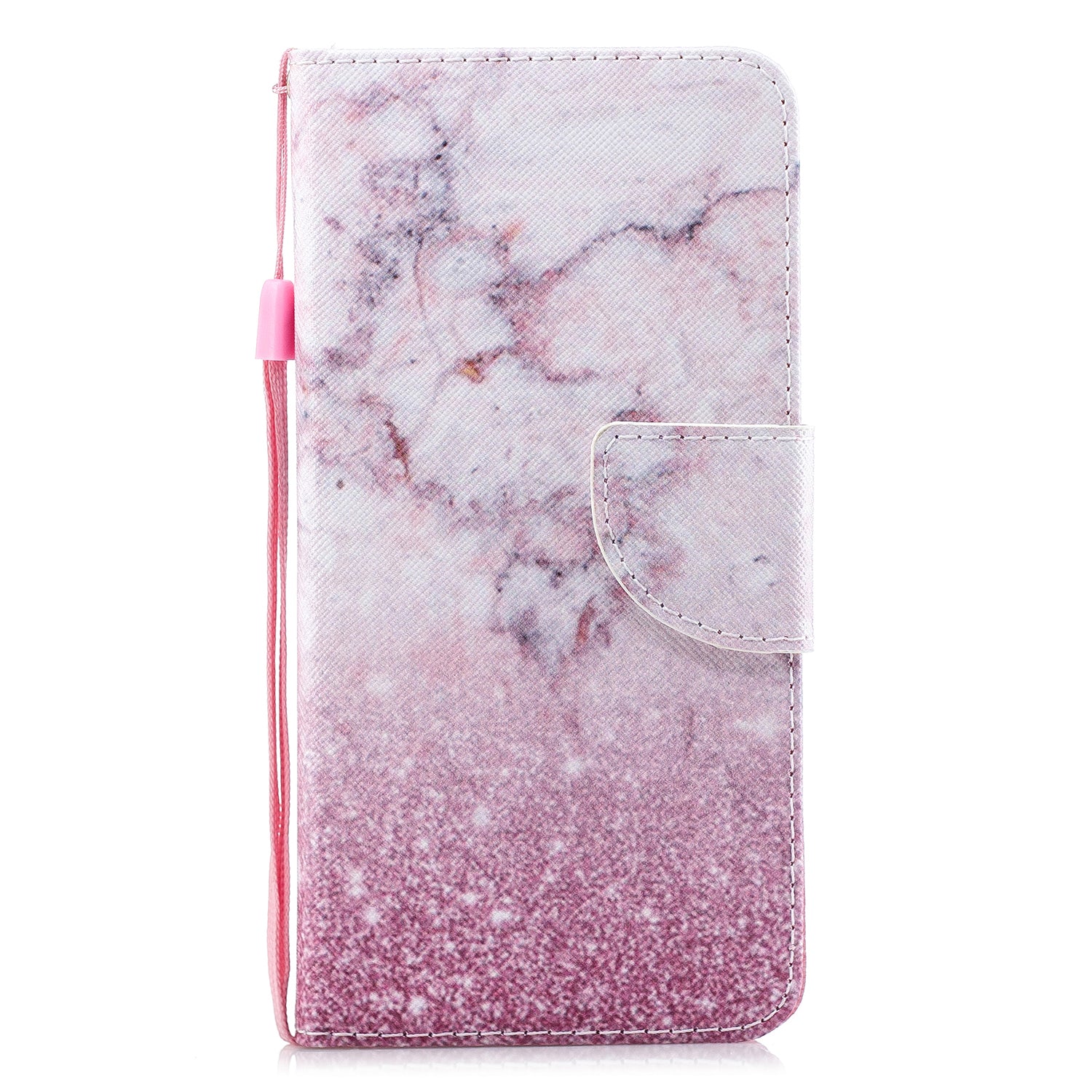 Cross Texture Pattern Printing Leather Wallet Phone Casing for Samsung Galaxy S20 Plus - Marble Pattern