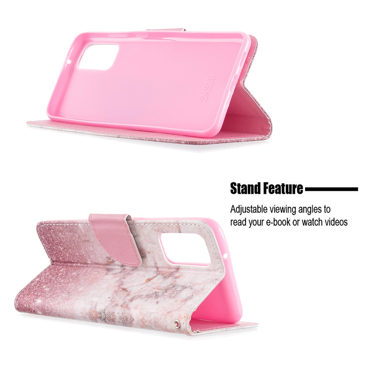 Cross Texture Pattern Printing Leather Wallet Phone Casing for Samsung Galaxy S20 Plus - Marble Pattern