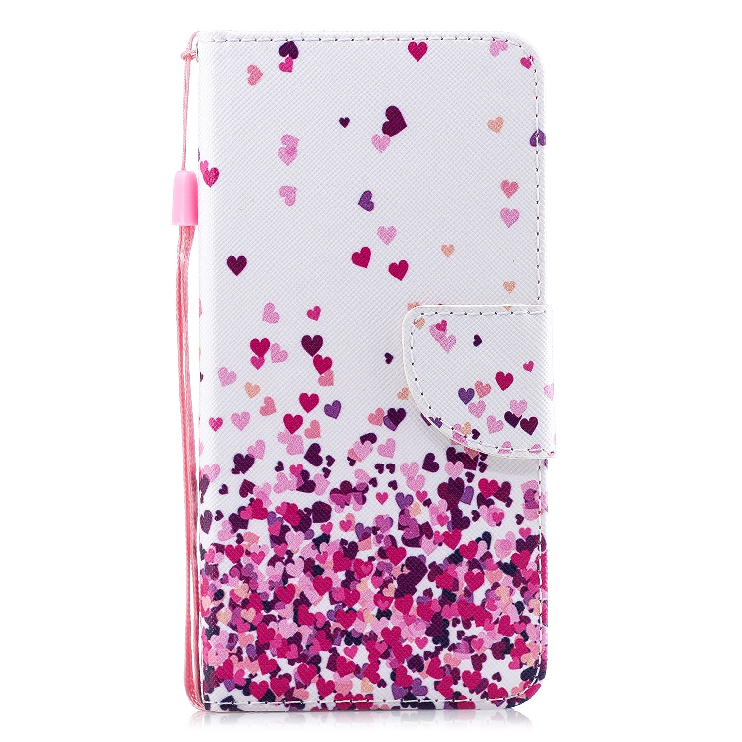 Cross Texture Pattern Printing Leather Wallet Phone Casing for Samsung Galaxy S20 Plus - Hearts