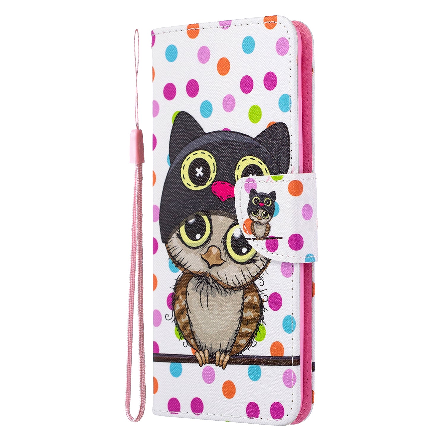 Cross Texture Pattern Printing Leather Wallet Phone Casing for Samsung Galaxy S20 Plus - Lovely Owl