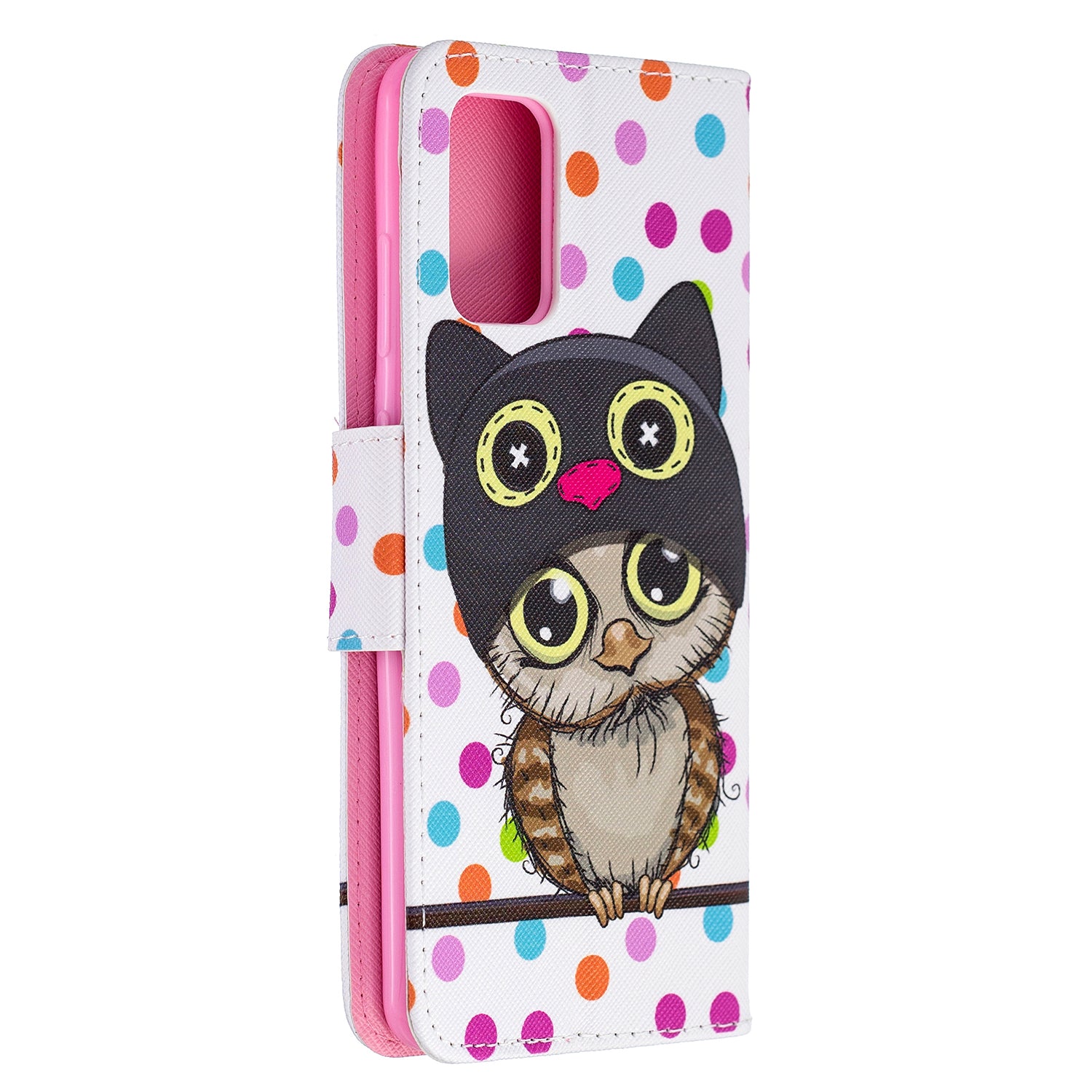 Cross Texture Pattern Printing Leather Wallet Phone Casing for Samsung Galaxy S20 Plus - Lovely Owl