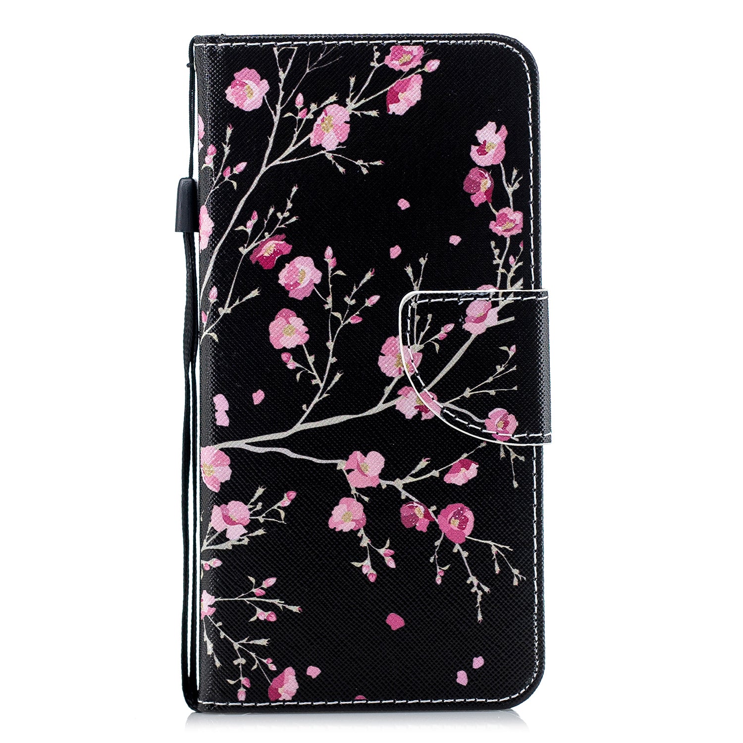 Cross Texture Pattern Printing Leather Wallet Phone Casing for Samsung Galaxy S20 Plus - Red Flower