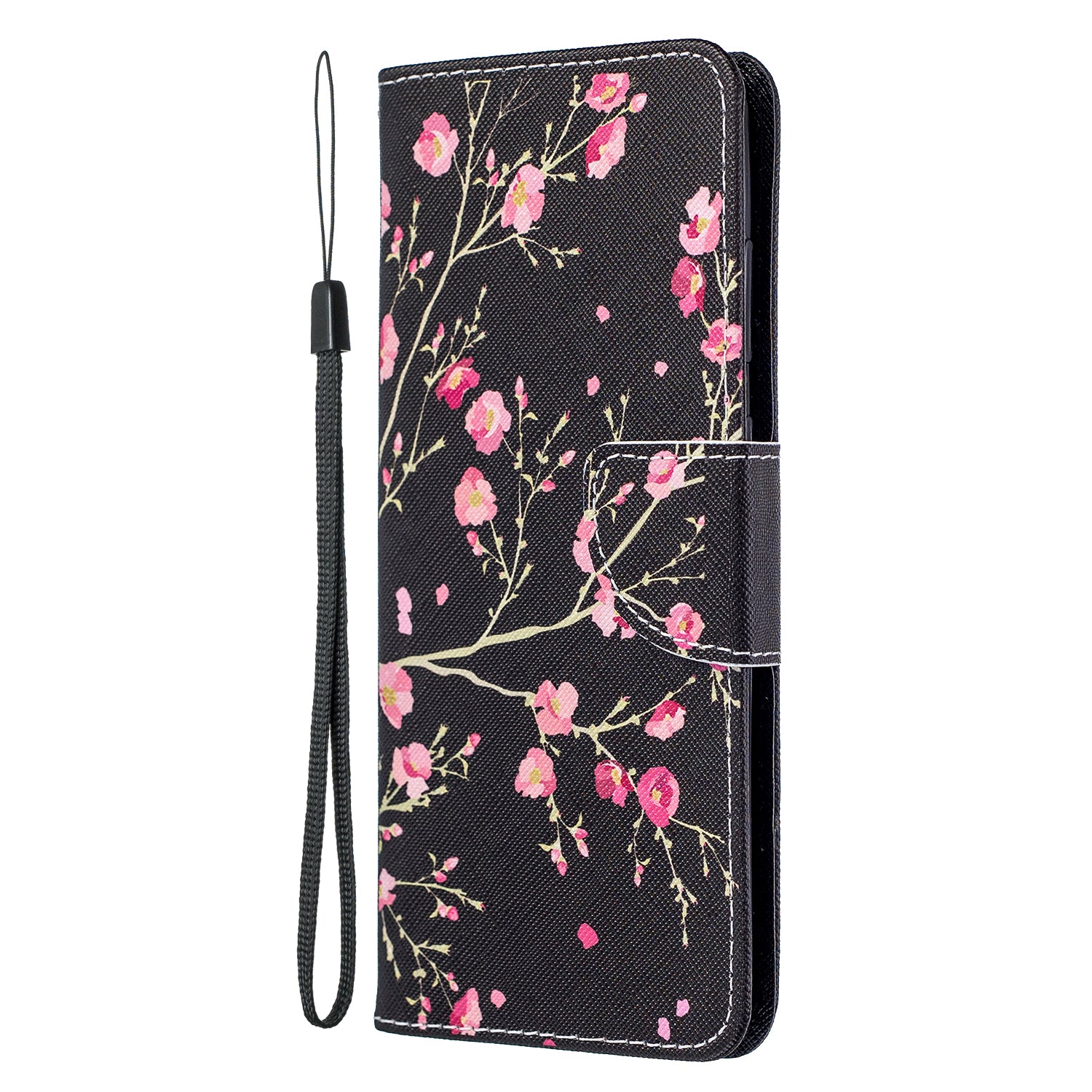 Cross Texture Pattern Printing Leather Wallet Phone Casing for Samsung Galaxy S20 Plus - Red Flower