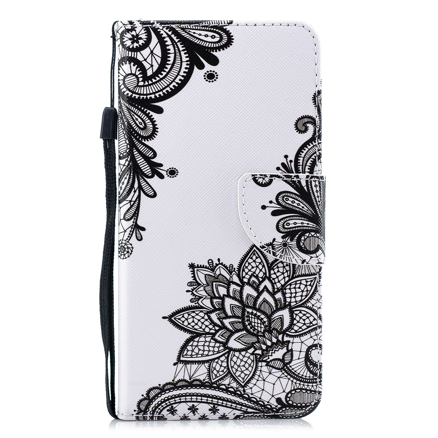 Cross Texture Pattern Printing Leather Wallet Phone Casing for Samsung Galaxy S20 Plus - Lace Flower