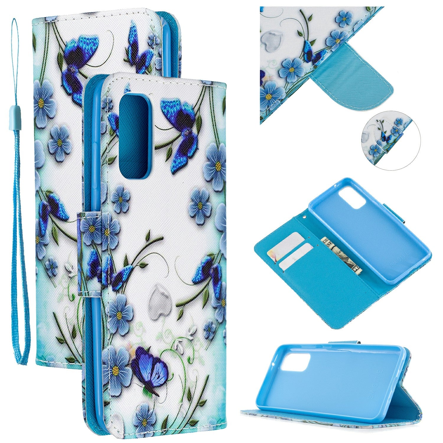 Pattern Printing Cross Texture Wallet Leather Stand Case for Samsung Galaxy S20 4G/S20 5G - Butterfly and Flower