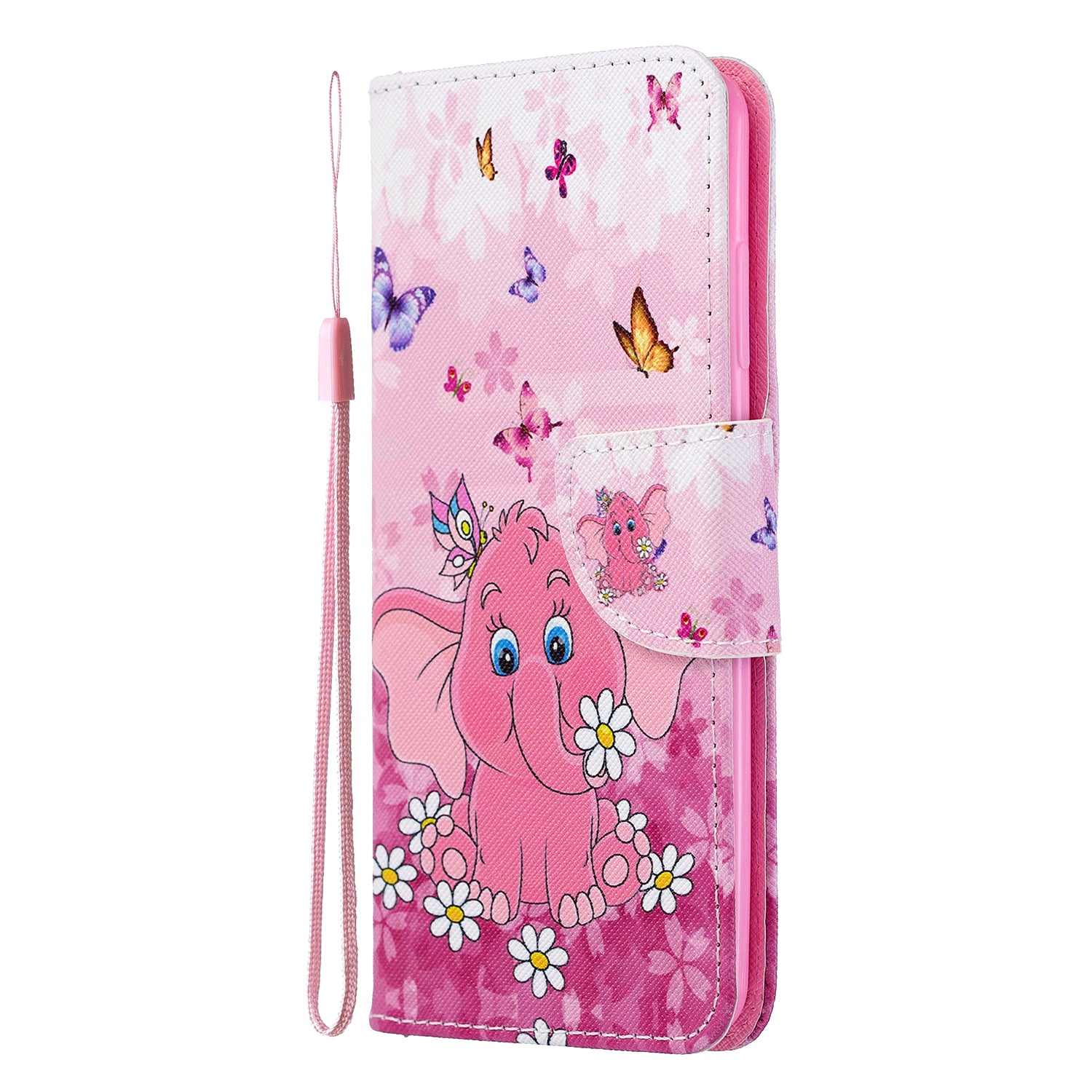 Pattern Printing Cross Texture Wallet Leather Stand Case for Samsung Galaxy S20 4G/S20 5G - Elephant and Flowers