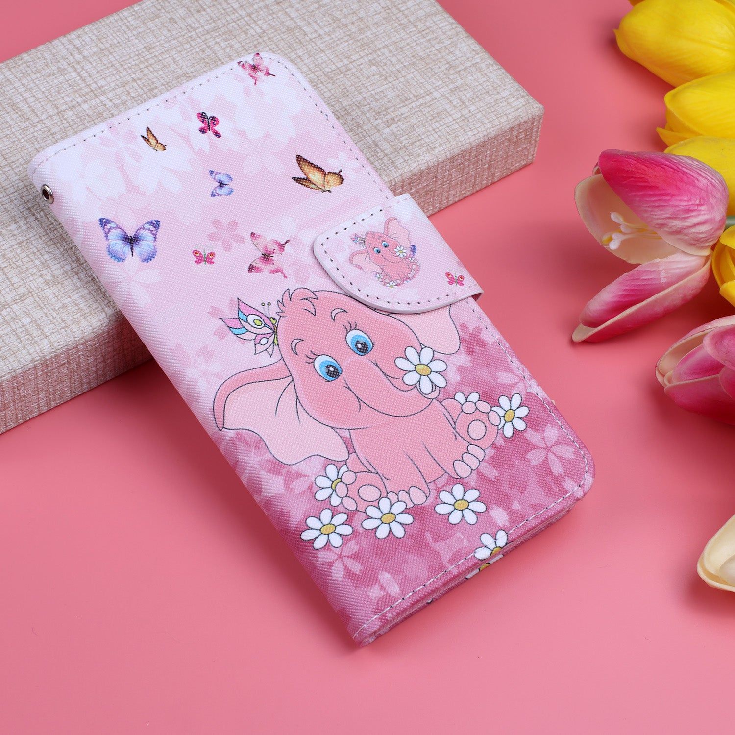 Pattern Printing Cross Texture Wallet Leather Stand Case for Samsung Galaxy S20 4G/S20 5G - Elephant and Flowers