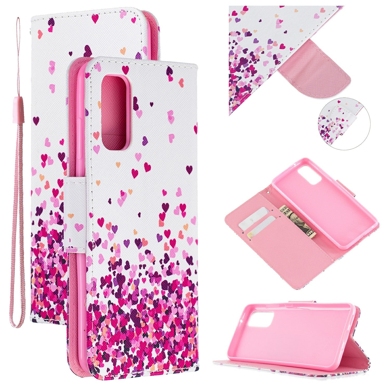 Pattern Printing Cross Texture Wallet Leather Stand Case for Samsung Galaxy S20 4G/S20 5G - Hearts