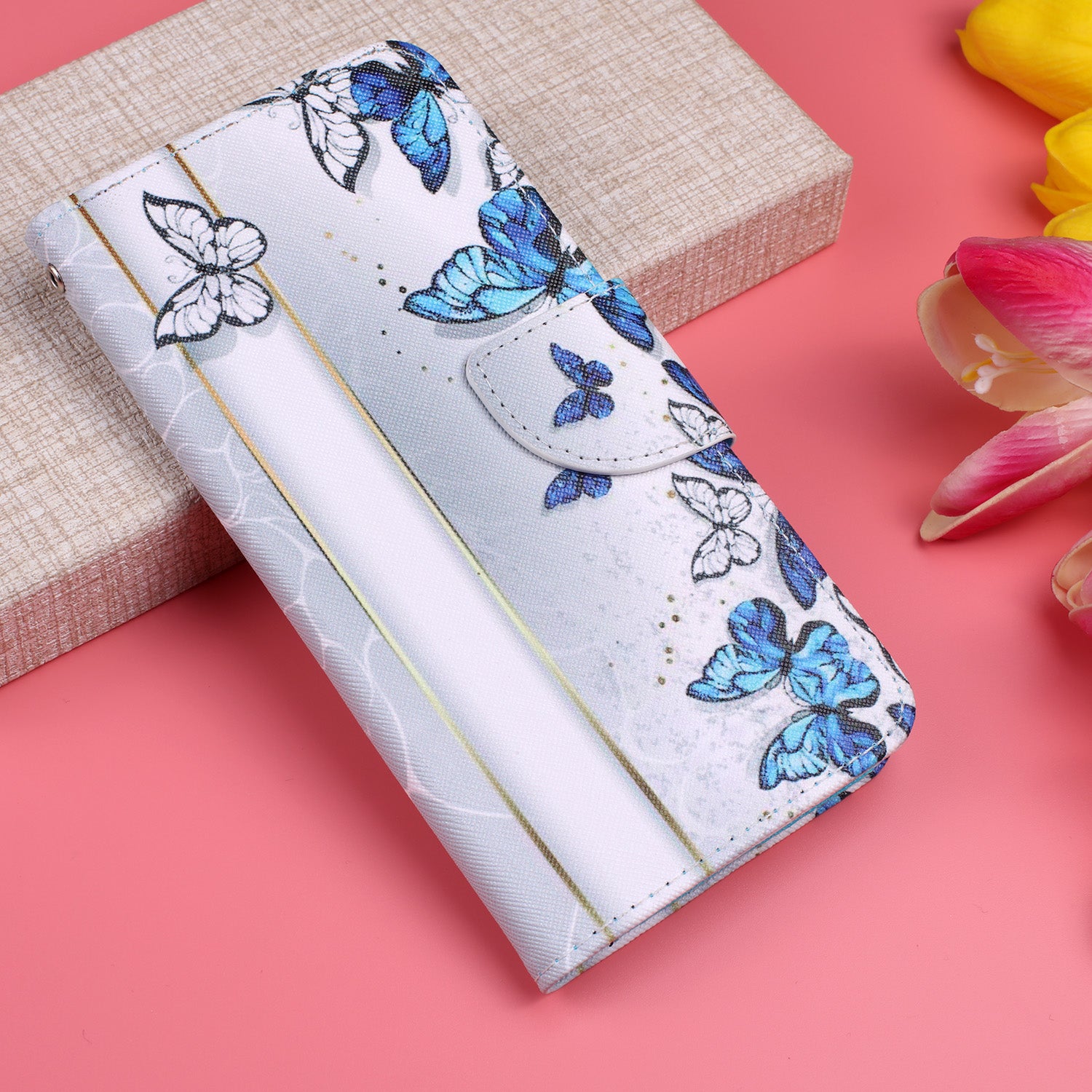 Pattern Printing Cross Texture Wallet Leather Stand Case for Samsung Galaxy S20 4G/S20 5G - Blue Butterfly