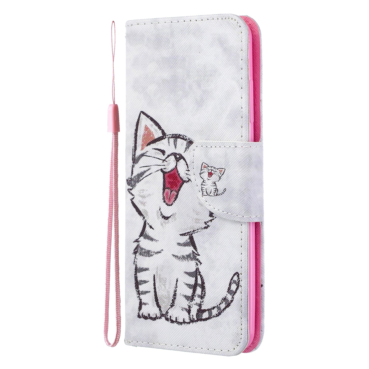 Pattern Printing Cross Texture Wallet Leather Stand Case for Samsung Galaxy S20 4G/S20 5G - Happy Cat