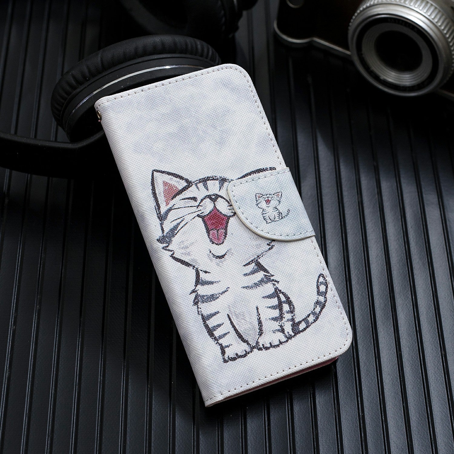 Pattern Printing Cross Texture Wallet Leather Stand Case for Samsung Galaxy S20 4G/S20 5G - Happy Cat