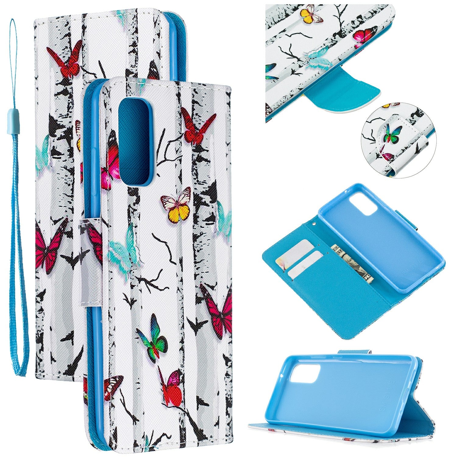 Pattern Printing Cross Texture Wallet Leather Stand Case for Samsung Galaxy S20 4G/S20 5G - Colorful Butterflies