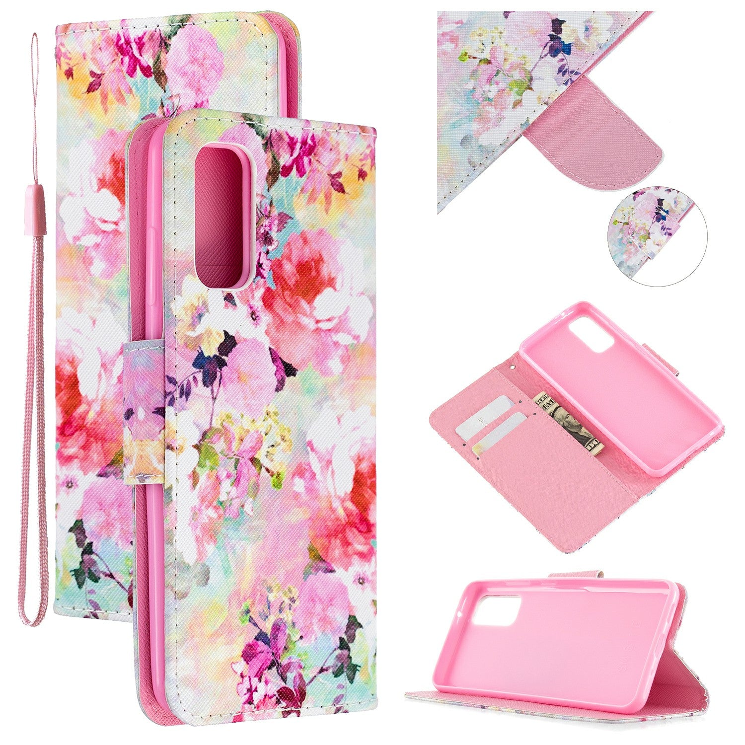 Pattern Printing Cross Texture Wallet Leather Stand Case for Samsung Galaxy S20 4G/S20 5G - Vivid Flowers