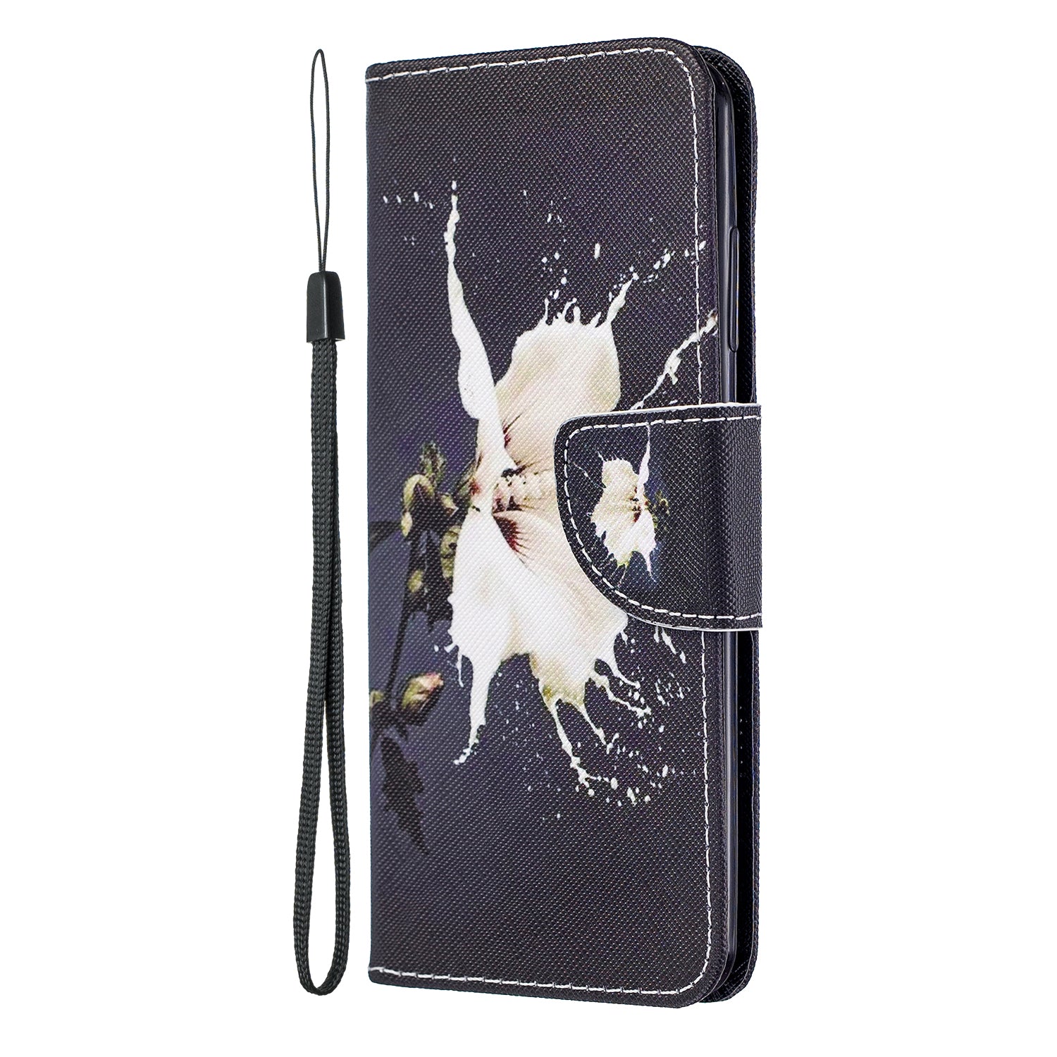 Pattern Printing Cross Texture Wallet Leather Stand Case for Samsung Galaxy S20 4G/S20 5G - White Flower