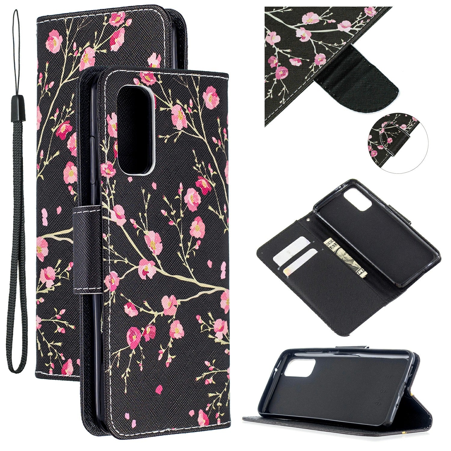 Pattern Printing Cross Texture Wallet Leather Stand Case for Samsung Galaxy S20 4G/S20 5G - Pink Flowers