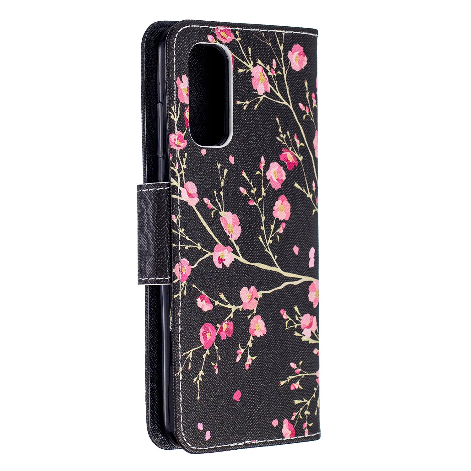 Pattern Printing Cross Texture Wallet Leather Stand Case for Samsung Galaxy S20 4G/S20 5G - Pink Flowers