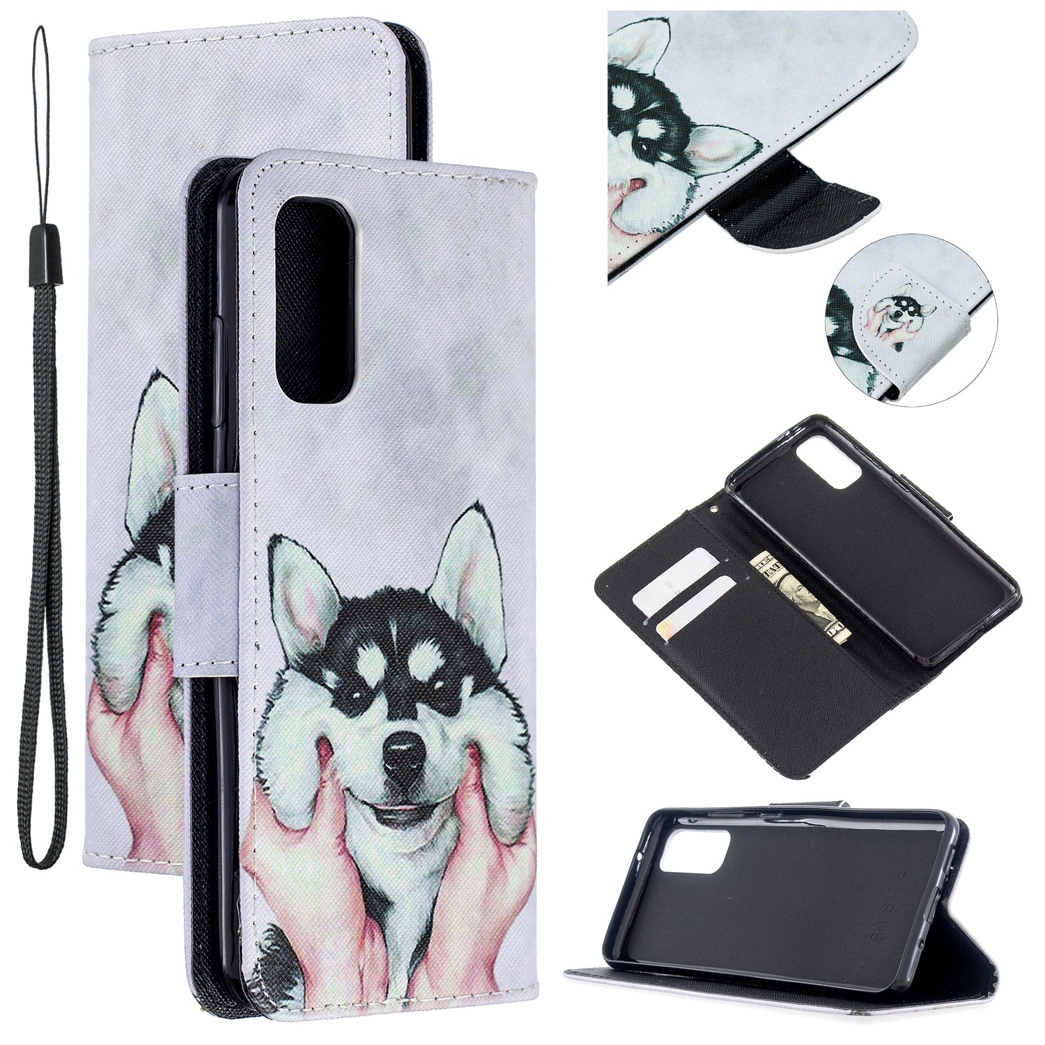 Pattern Printing Cross Texture Wallet Leather Stand Case for Samsung Galaxy S20 4G/S20 5G - Dog