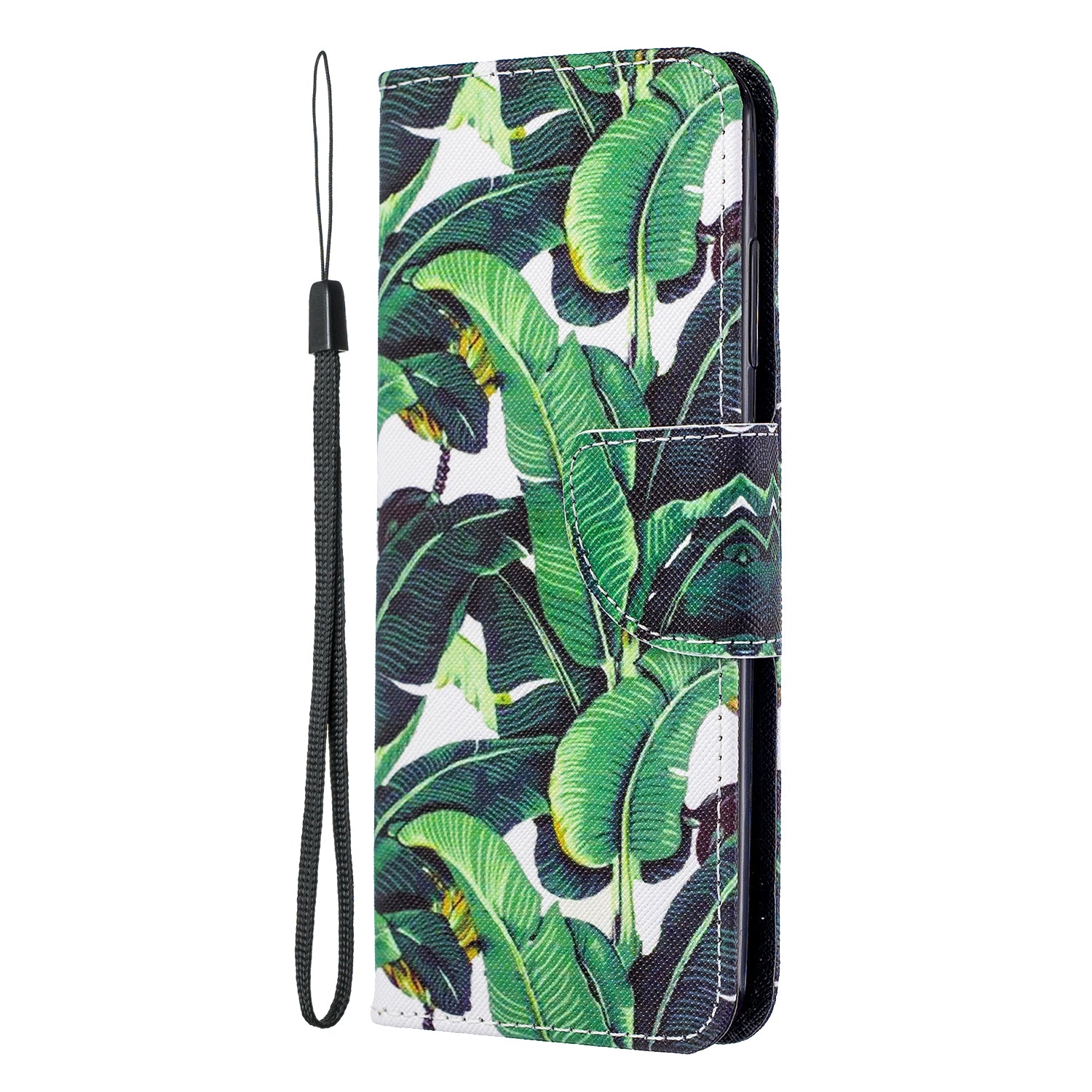 Pattern Printing Cross Texture Wallet Leather Stand Case for Samsung Galaxy S20 4G/S20 5G - Leaf Pattern