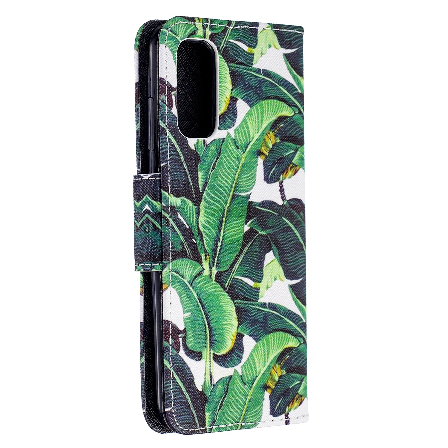 Pattern Printing Cross Texture Wallet Leather Stand Case for Samsung Galaxy S20 4G/S20 5G - Leaf Pattern