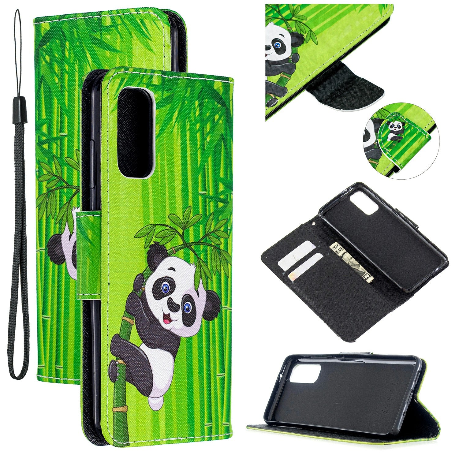 Pattern Printing Cross Texture Wallet Leather Stand Case for Samsung Galaxy S20 4G/S20 5G - Panda