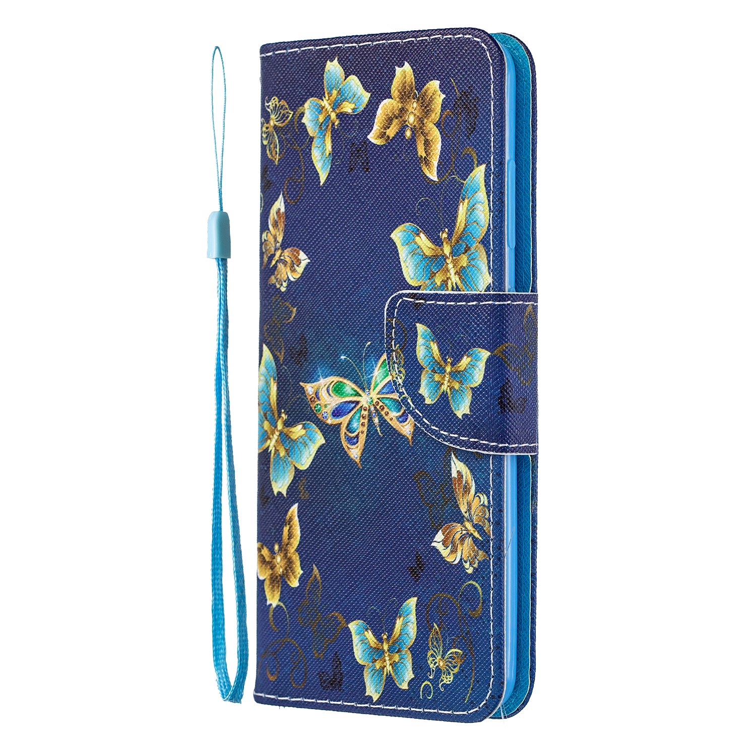 Pattern Printing Cross Texture Wallet Leather Stand Case for Samsung Galaxy S20 4G/S20 5G - Butterfly Pattern