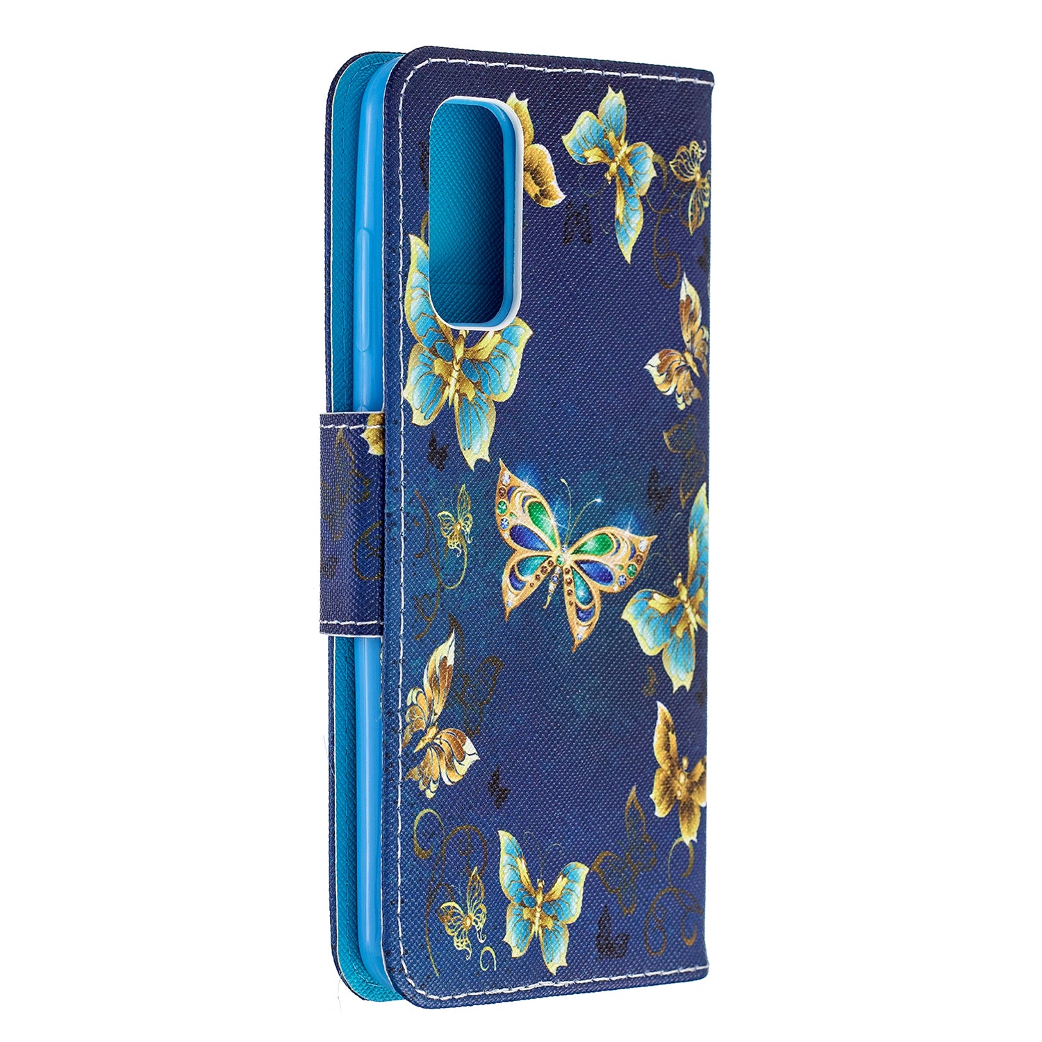 Pattern Printing Cross Texture Wallet Leather Stand Case for Samsung Galaxy S20 4G/S20 5G - Butterfly Pattern