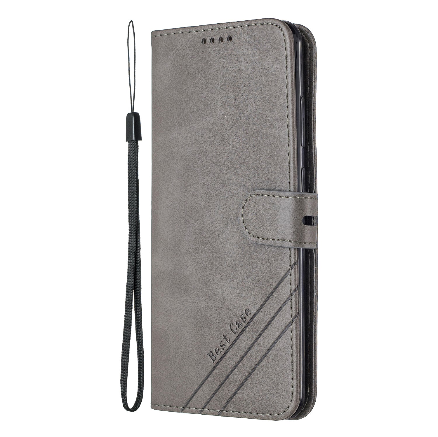 Wallet Leather Stand Phone Cover with Lanyard for Samsung Galaxy S20 Ultra - Grey