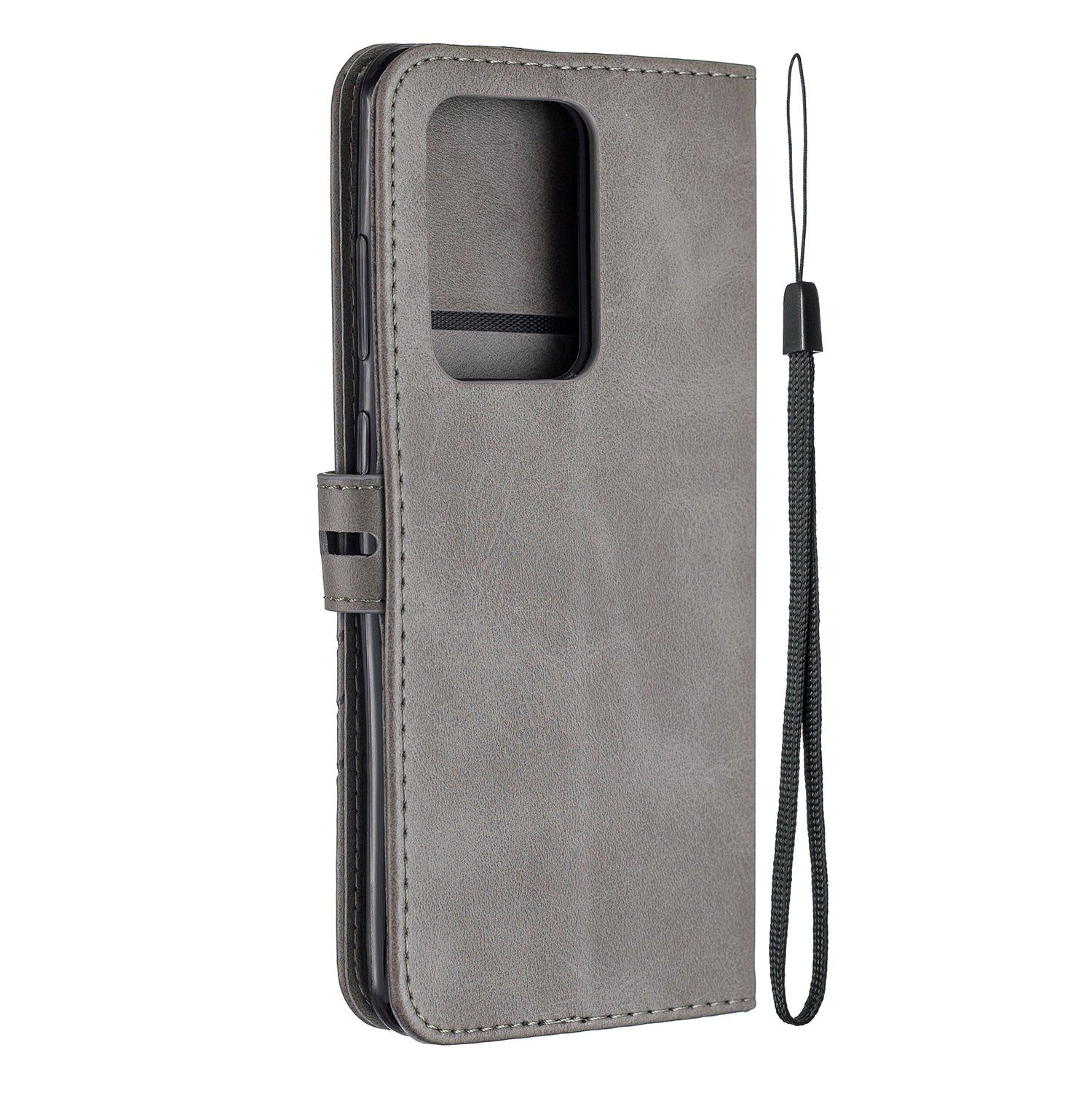 Wallet Leather Stand Phone Cover with Lanyard for Samsung Galaxy S20 Ultra - Grey