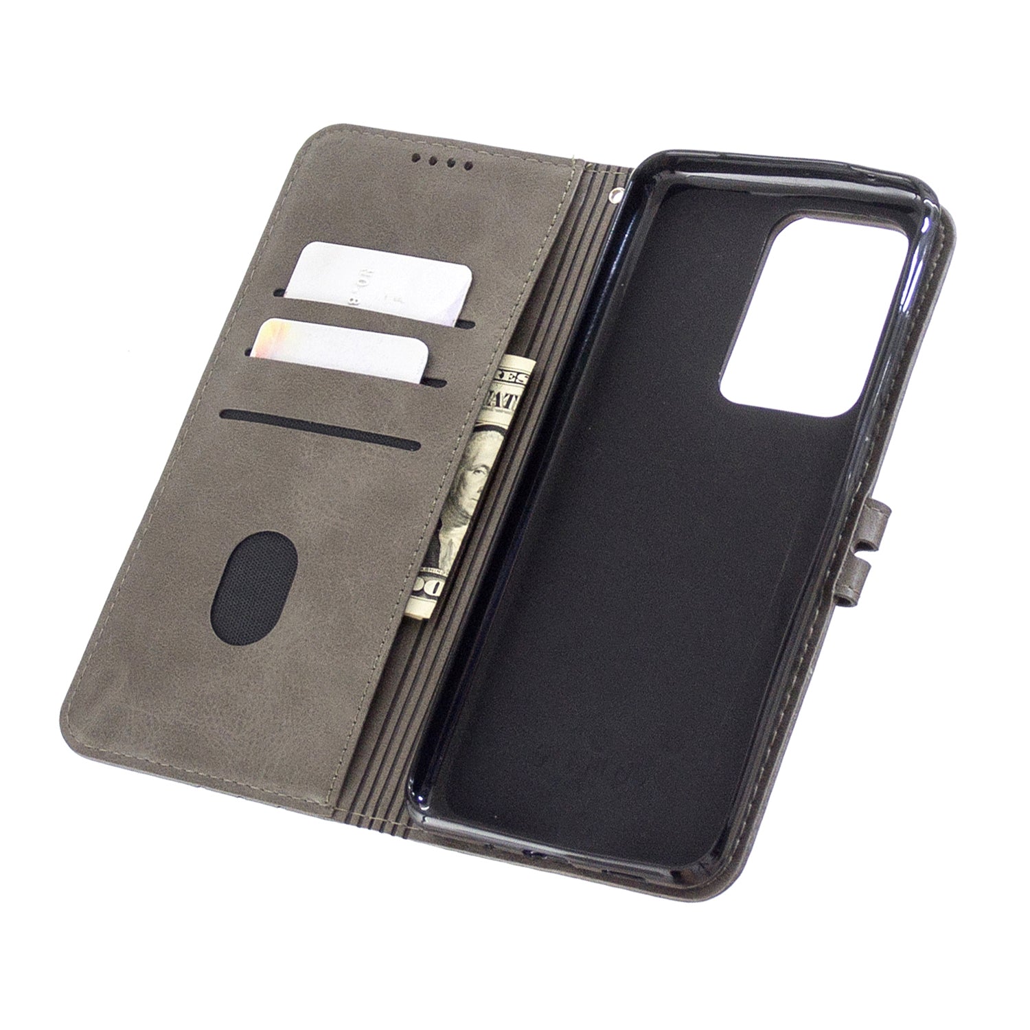 Wallet Leather Stand Phone Cover with Lanyard for Samsung Galaxy S20 Ultra - Grey