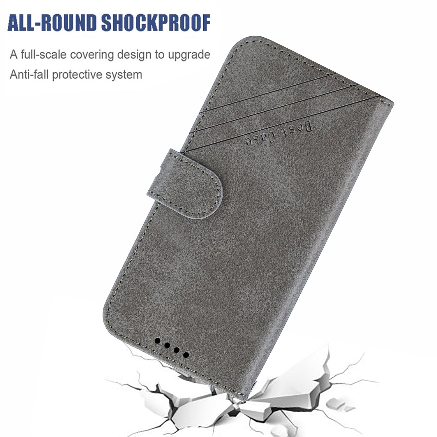 Wallet Leather Stand Phone Cover with Lanyard for Samsung Galaxy S20 Ultra - Grey