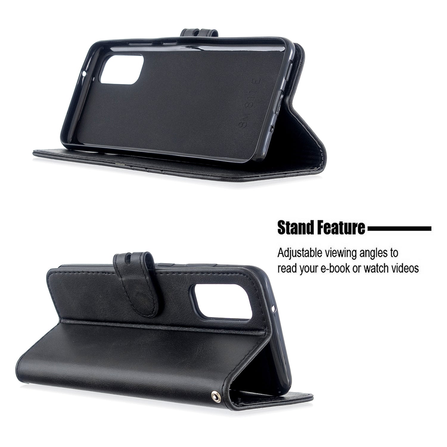 Wallet Leather Stand Phone Cover with Lanyard for Samsung Galaxy S20 4G/S20 5G - Black