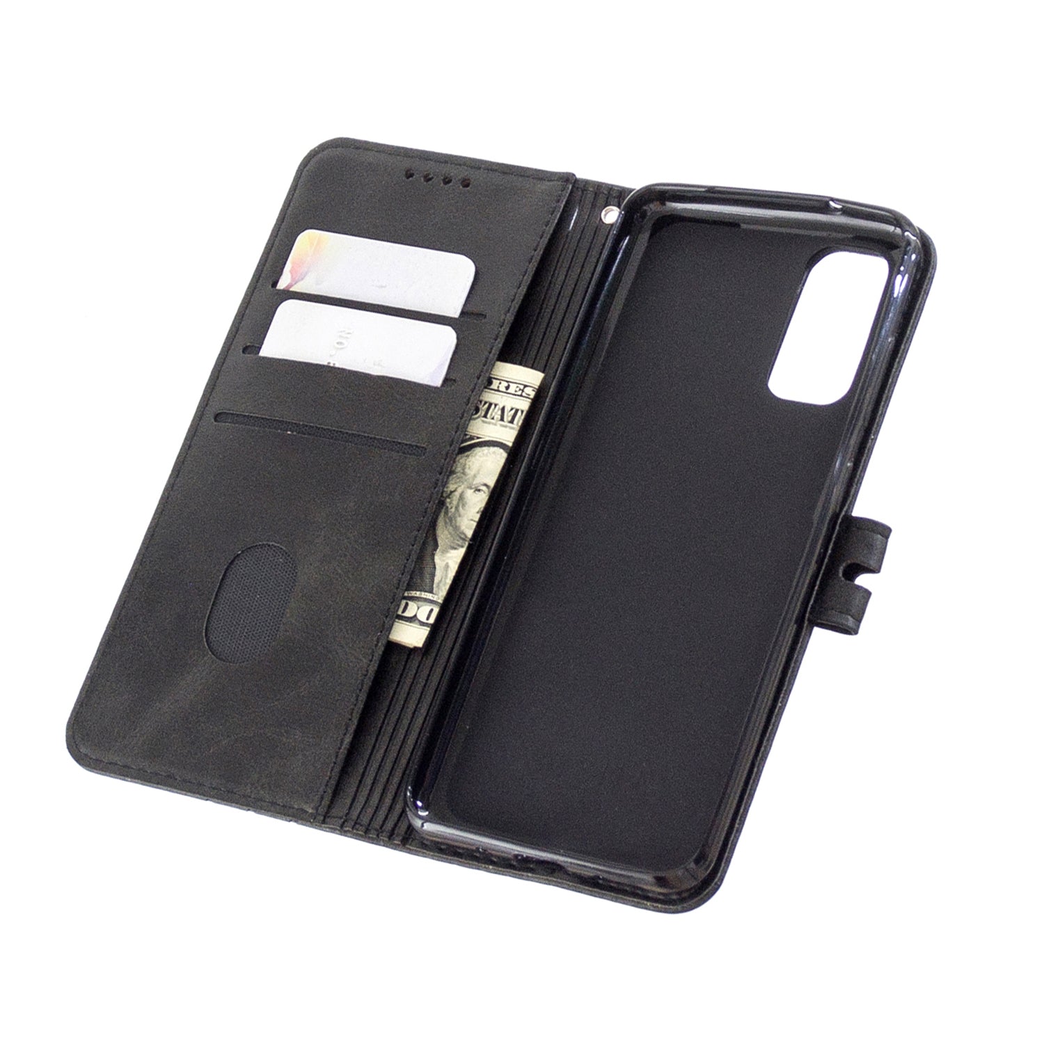 Wallet Leather Stand Phone Cover with Lanyard for Samsung Galaxy S20 4G/S20 5G - Black