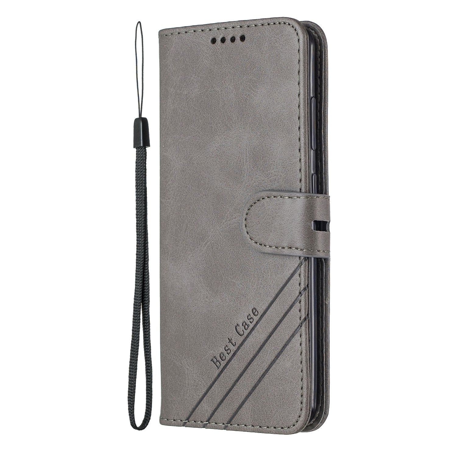 Wallet Leather Stand Phone Cover with Lanyard for Samsung Galaxy S20 4G/S20 5G - Grey