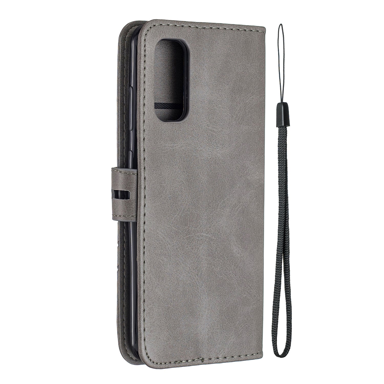 Wallet Leather Stand Phone Cover with Lanyard for Samsung Galaxy S20 4G/S20 5G - Grey