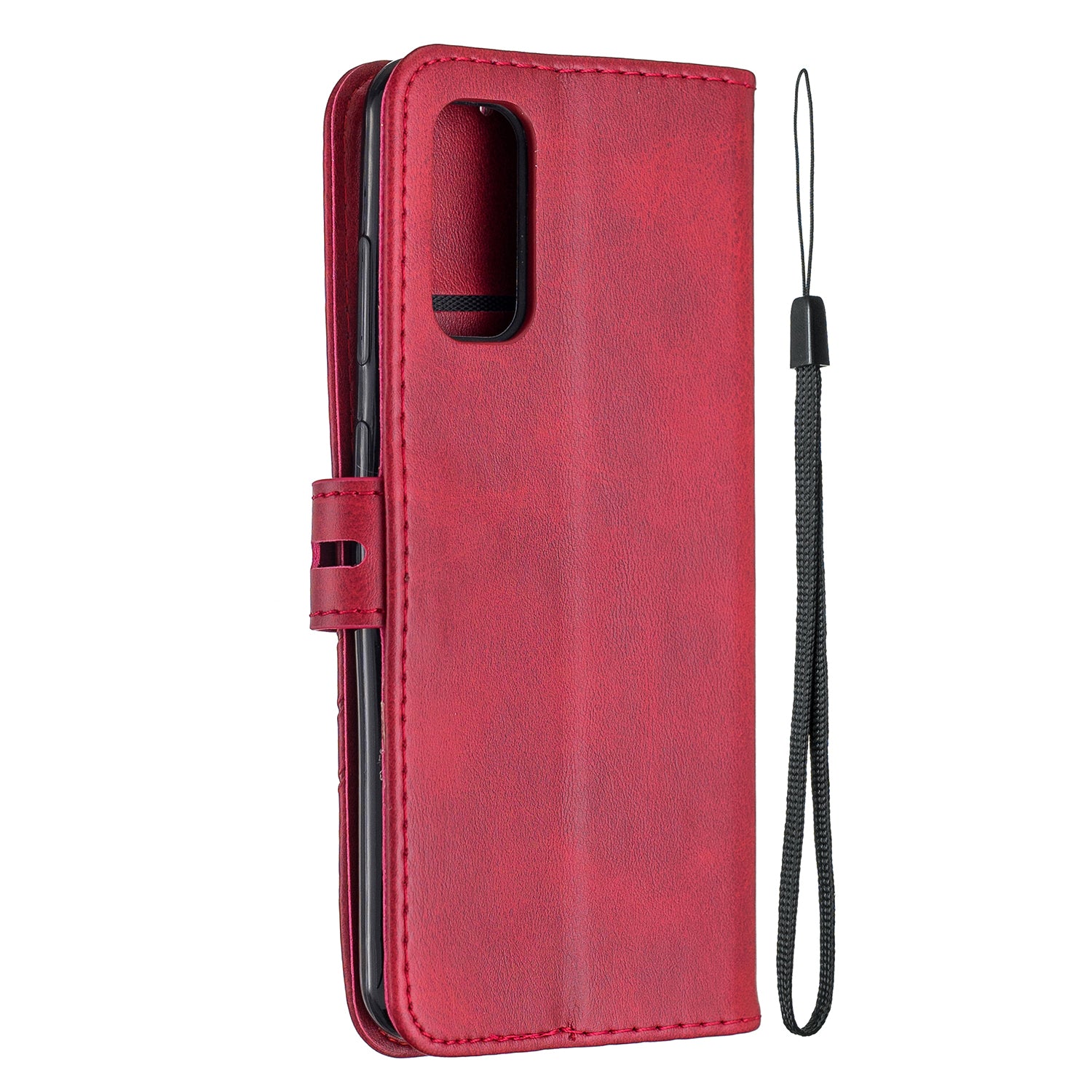 Wallet Leather Stand Phone Cover with Lanyard for Samsung Galaxy S20 4G/S20 5G - Red