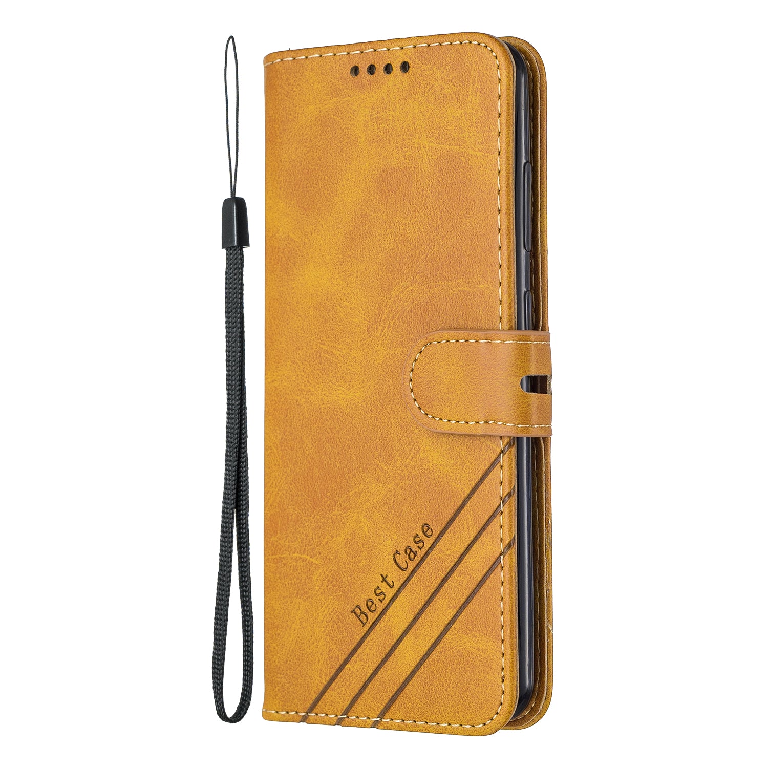 Wallet Leather Stand Phone Cover with Lanyard for Samsung Galaxy S20 4G/S20 5G - Brown