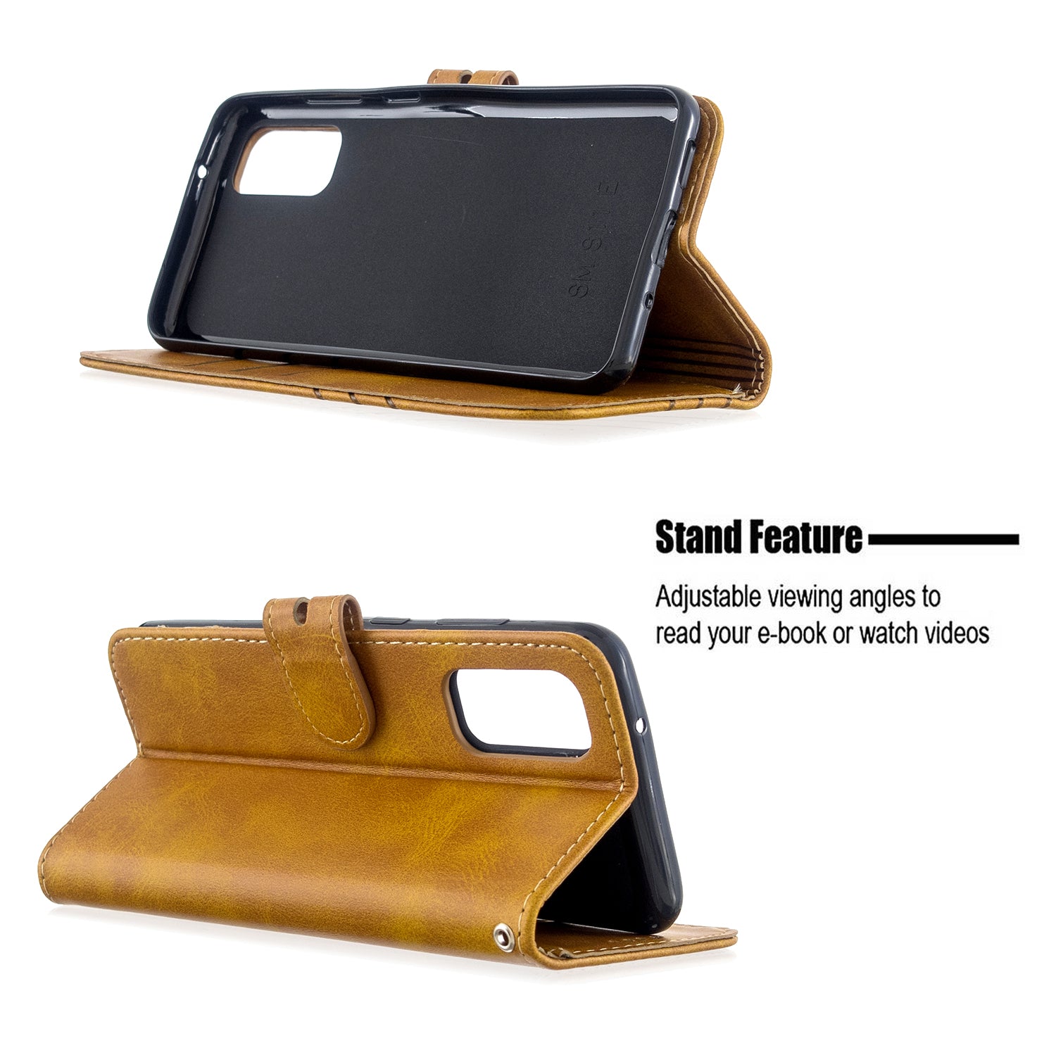 Wallet Leather Stand Phone Cover with Lanyard for Samsung Galaxy S20 4G/S20 5G - Brown