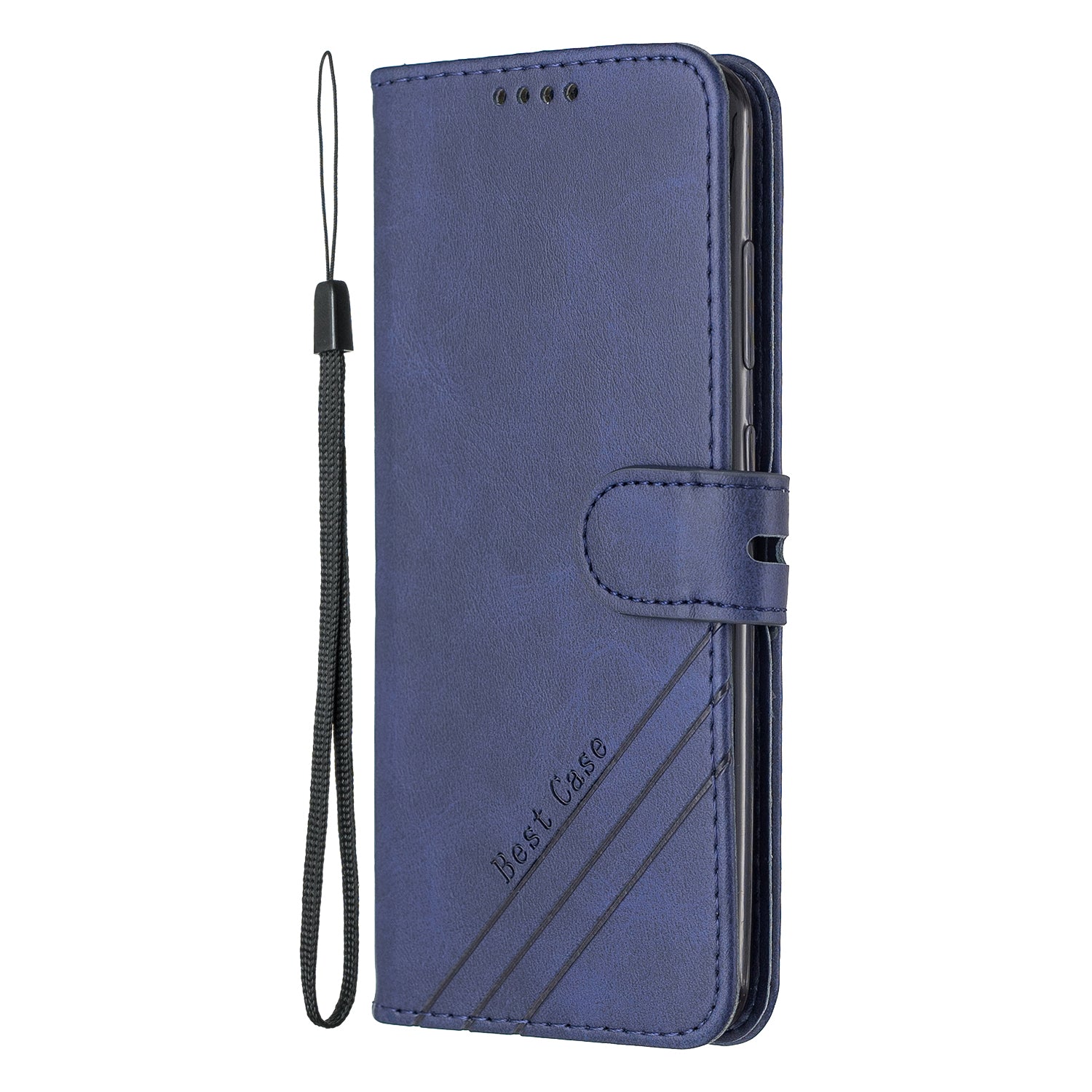 Wallet Leather Stand Phone Cover with Lanyard for Samsung Galaxy S20 4G/S20 5G - Blue